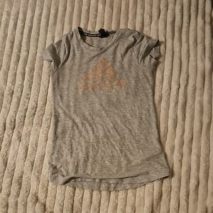 Adidas Heather Gray Tee with Orange Logo